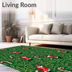 Festive Red Nutcracker Candy Cane Foliage Rug