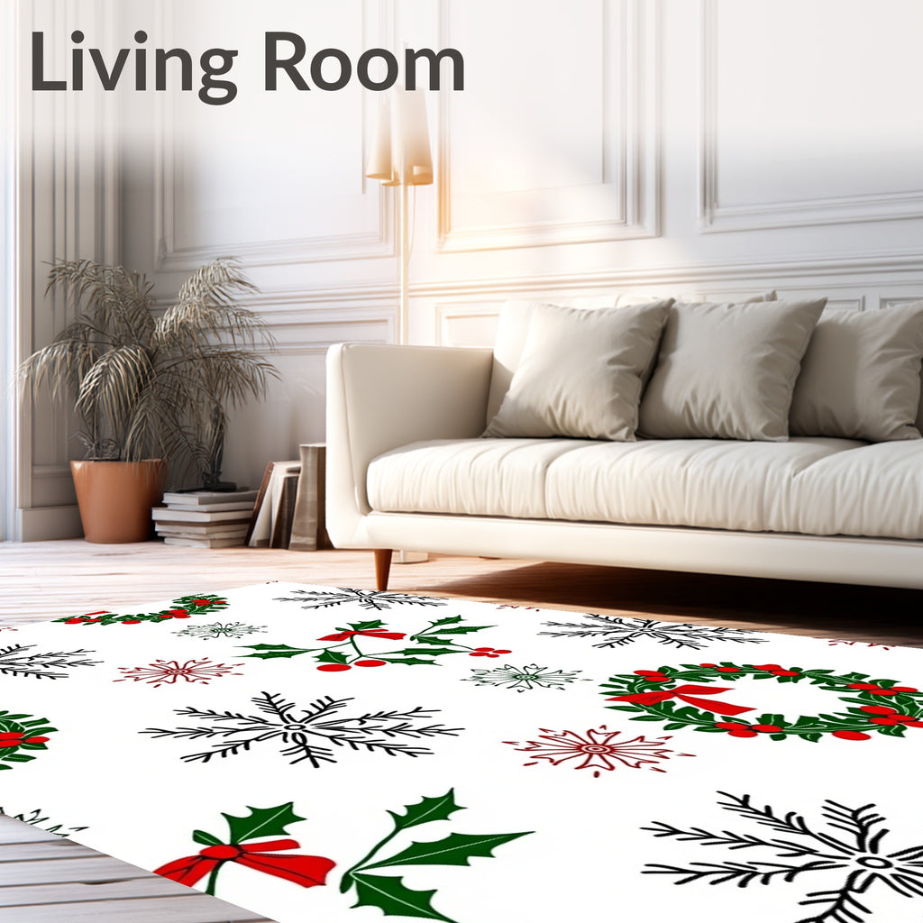 Festive Snowflake Wreath Holly Rug