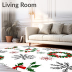 Festive Snowflake Wreath Holly Rug