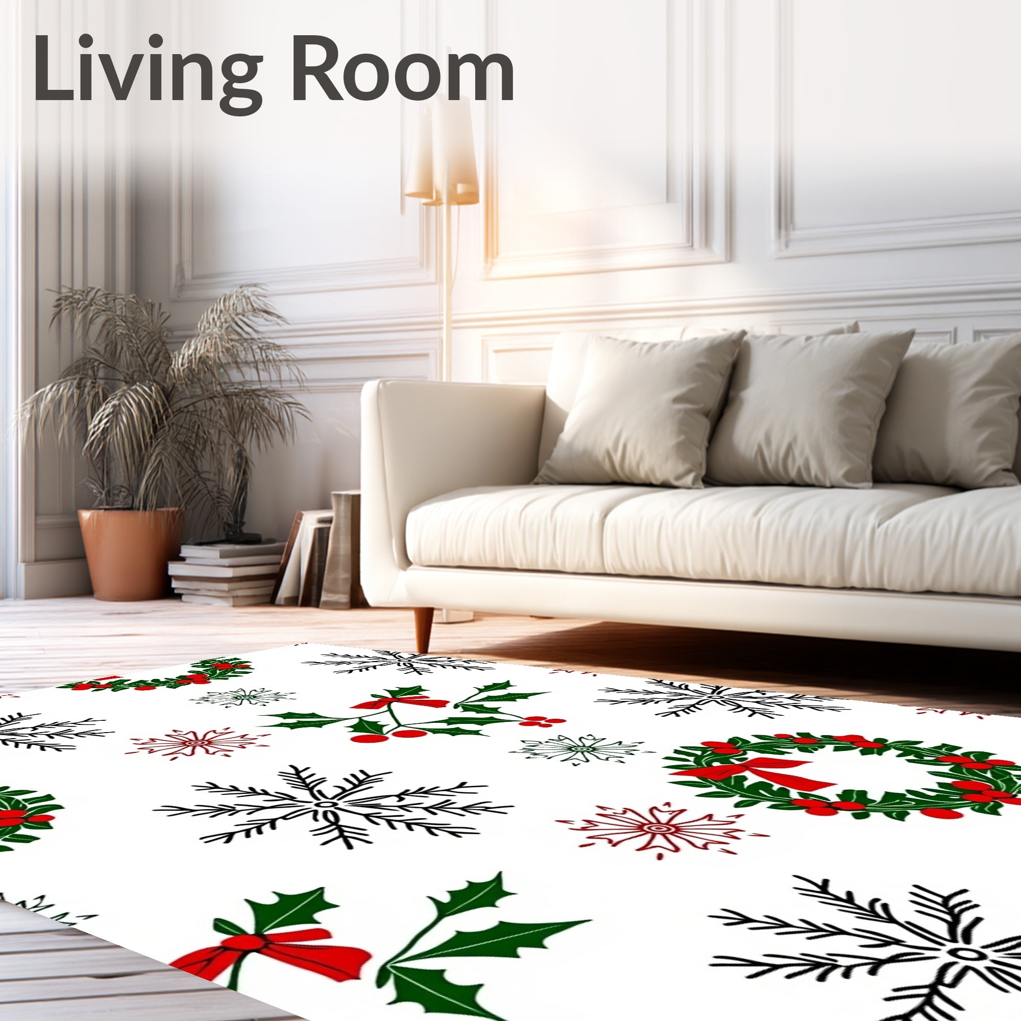 Festive Snowflake Wreath Holly Rug