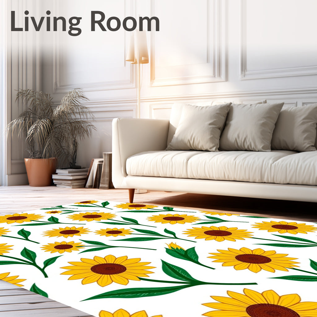 Golden Sunflower Garden Bloom Rug