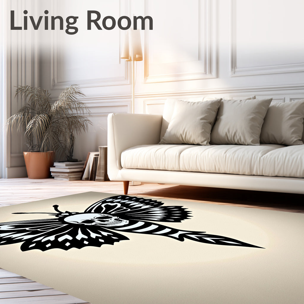 Monochromatic Skull Winged Insect Rug