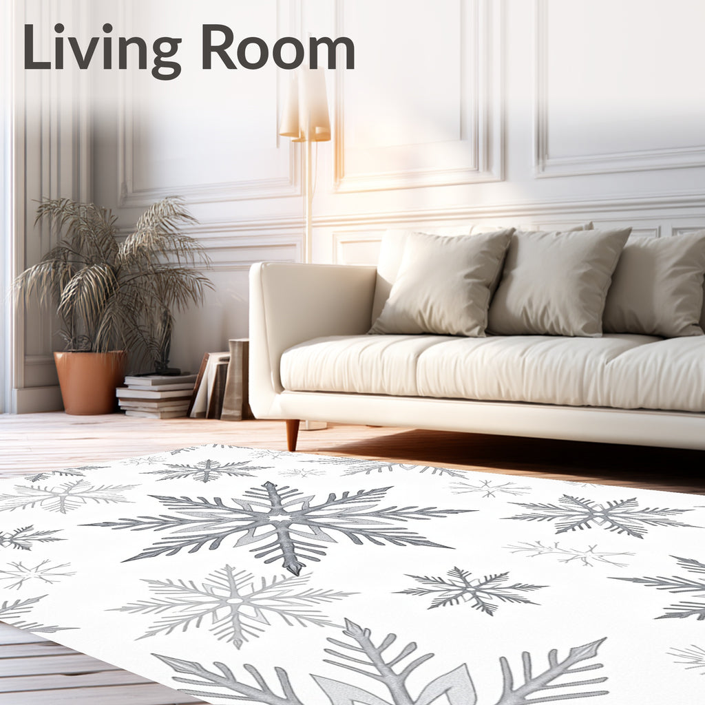 Silver Snowflake Cluster Artful Rug