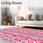 Crimson White Swirl Stripe Rug