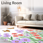 Whimsical Orange Butterfly Garden Rug