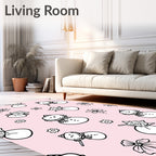 Whimsical Snowman Floral Pink Background Rug