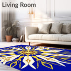 Golden White Starburst Kaleidoscope Rug