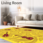 Maroon Violin Yellow Swirls Rug