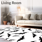 Black Bat Swarm Halloween Decor Rug