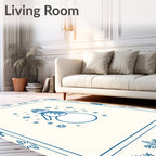 Blue Snowman Snowflake Winter Holiday Rug