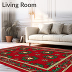 Festive Red Bell Wreath Garland Rug