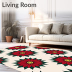 Red Poinsettia Flower Medallion Rug