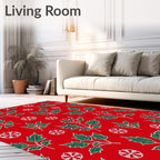 Red Green Holly Berry Mandala Rug