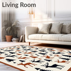 Rustic Deer and Tree Forest Scene Rug