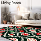 Festive Red White Christmas Ornament Rug