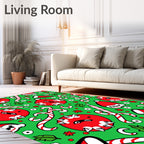 Festive Red Green Christmas Ornaments Rug