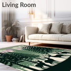 Forest Herd Woodland Deer Conifer Grove Rug