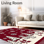 Crimson Snowflakes Forest Landscape Rug