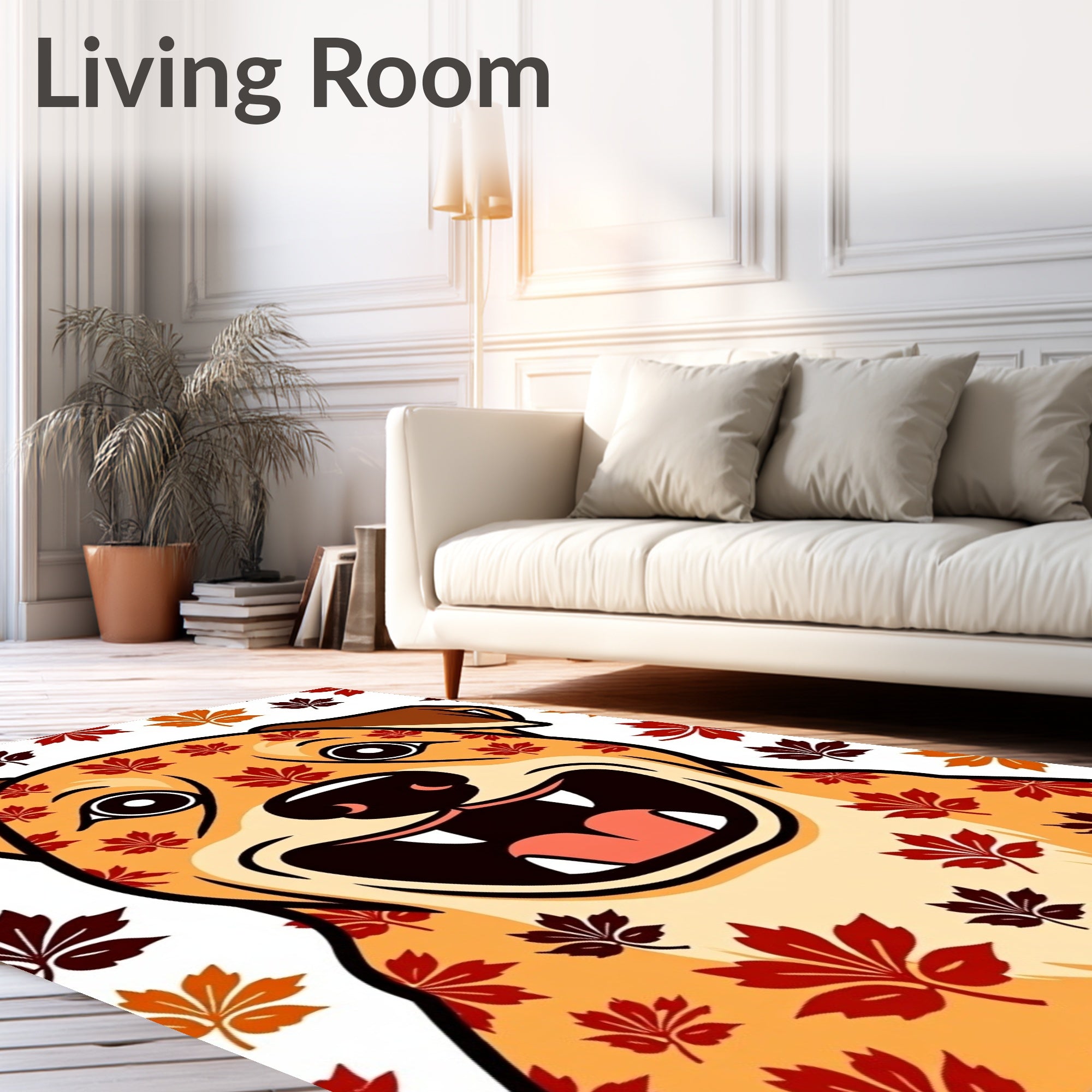 Golden Dog Autumn Leaves Rug
