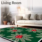 Verdant Green Holly Berry Bloom Rug