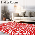 Crimson Swirl Abstract Organic Forms Rug