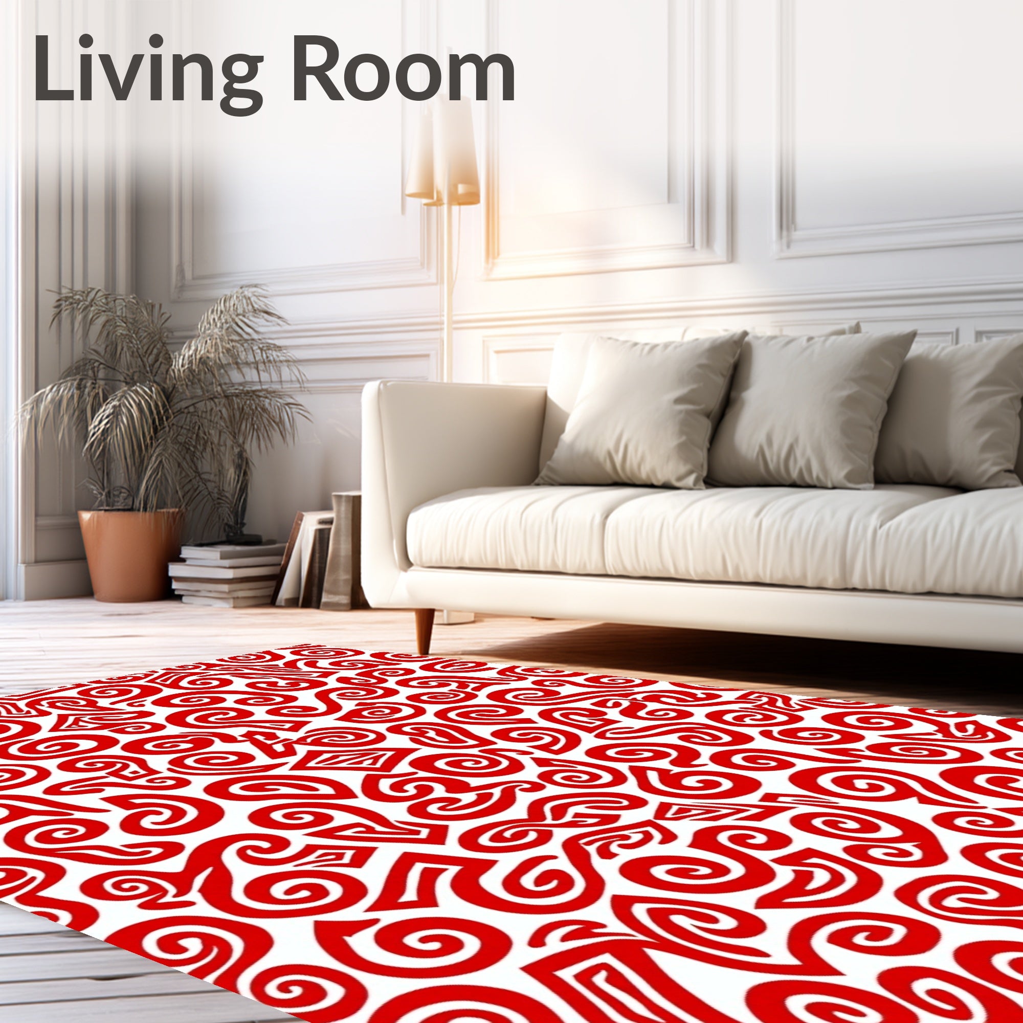 Crimson Swirl Abstract Organic Forms Rug