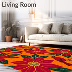 Red Cardinal Floral Garden Arrangement Rug