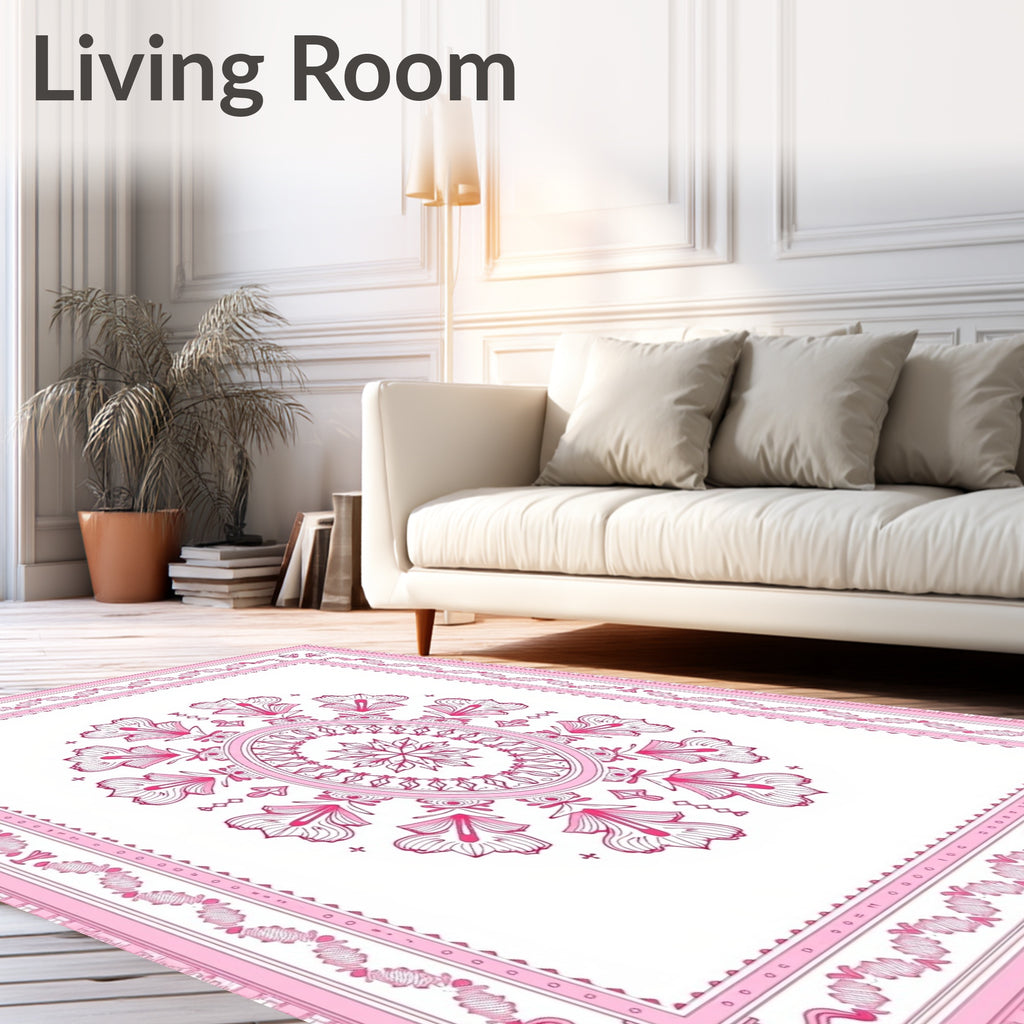 Crimson Bloom Ornate Centerpiece Rug