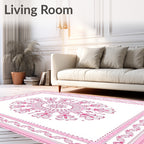 Crimson Bloom Ornate Centerpiece Rug