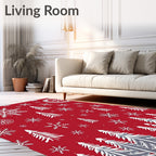 Winter Wonderland Snowflakes Pine Forest Rug