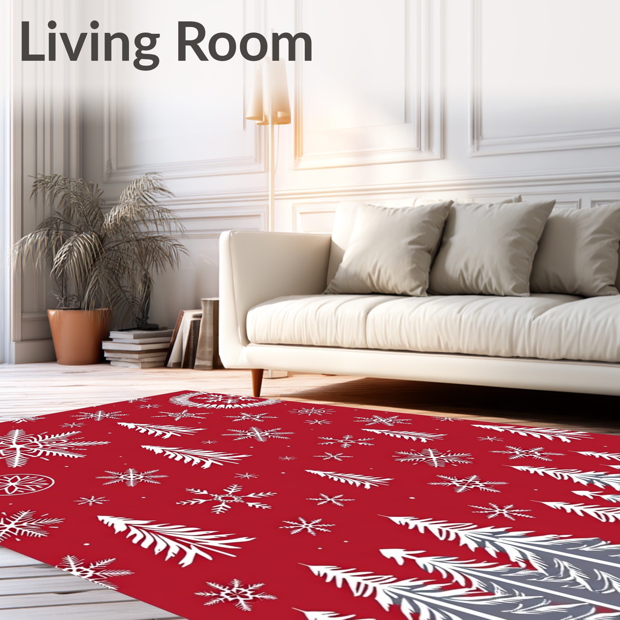 Winter Wonderland Snowflakes Pine Forest Rug