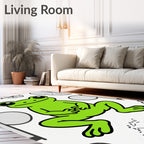 Whimsical Green Frog Lily Pad Rug
