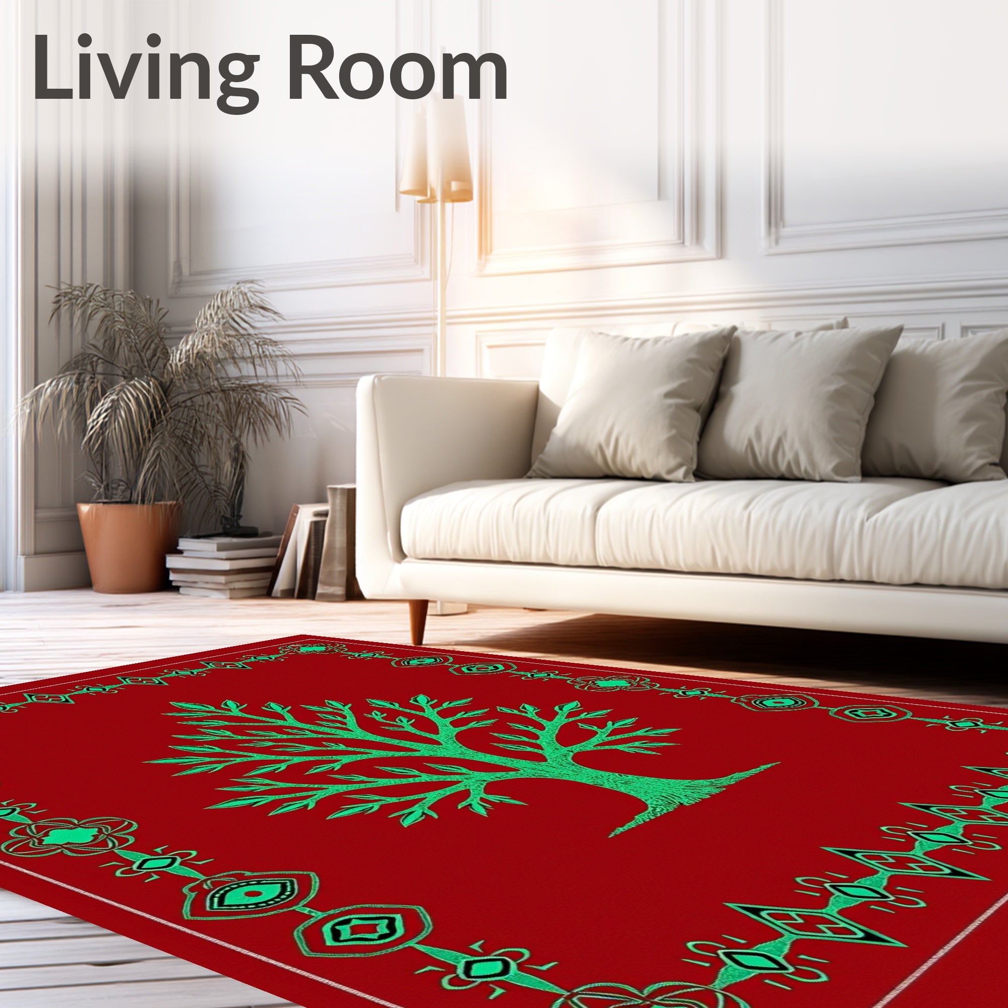 Crimson Tree Eye Border Rug