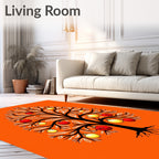 Whimsical red yellow ornamented tree Rug