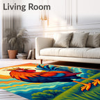 Regal Rooster Sunset Landscape Rug