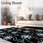 Light Blue Snowflake Outline Figures Rug