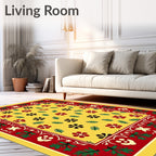 Yellow Red Green Floral Meadow Rug