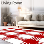 Crimson Multi-Stripe Checkered Rug