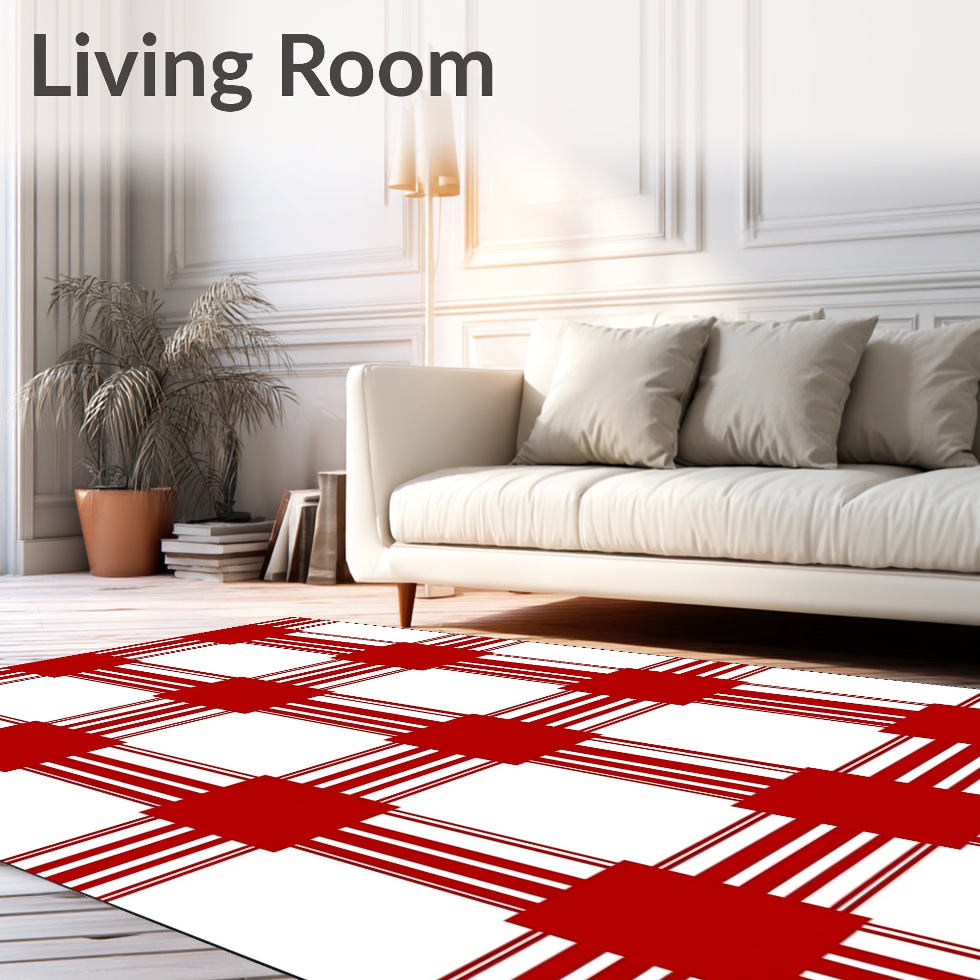 Crimson Multi-Stripe Checkered Rug