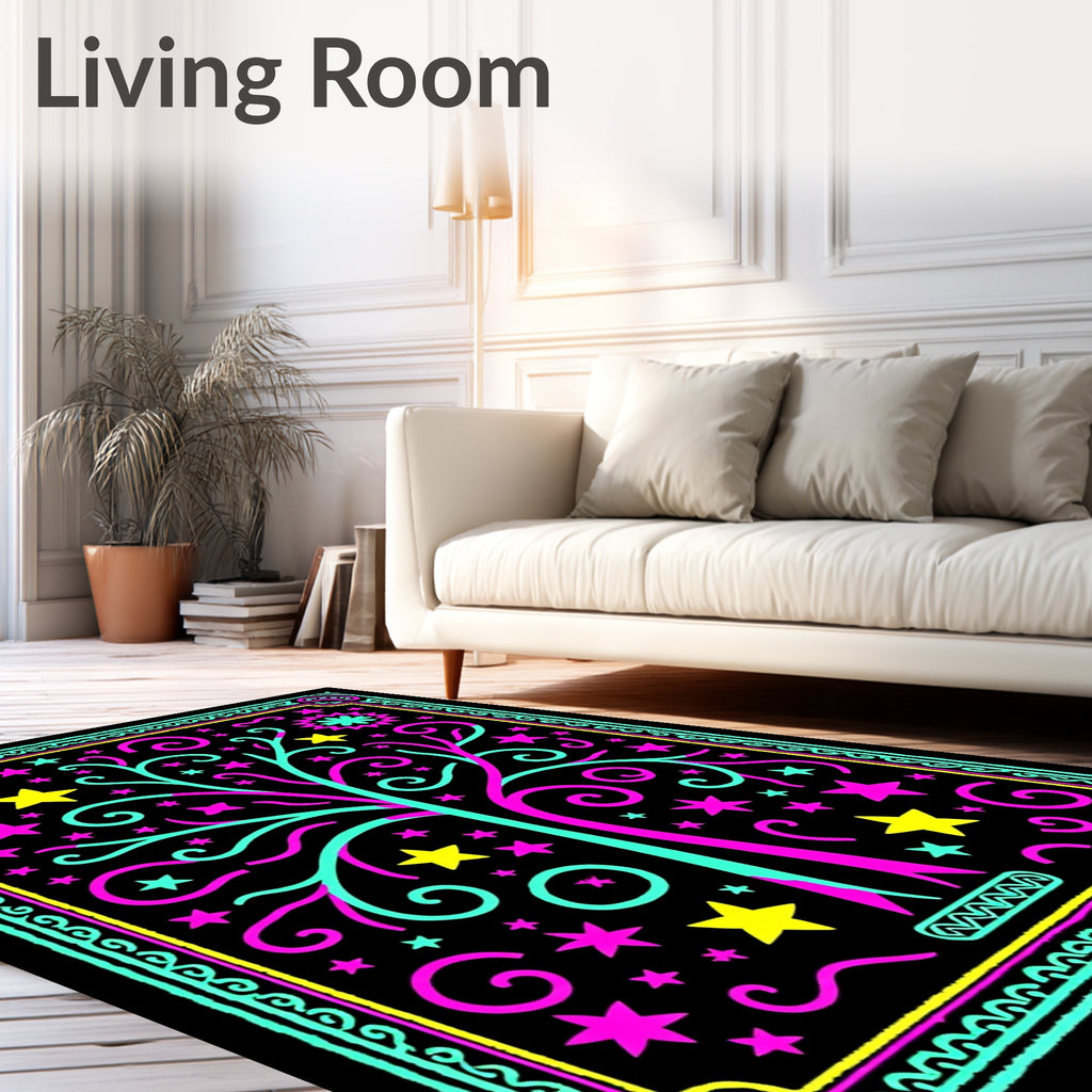 Vibrant Celestial Tree Swirl Rug
