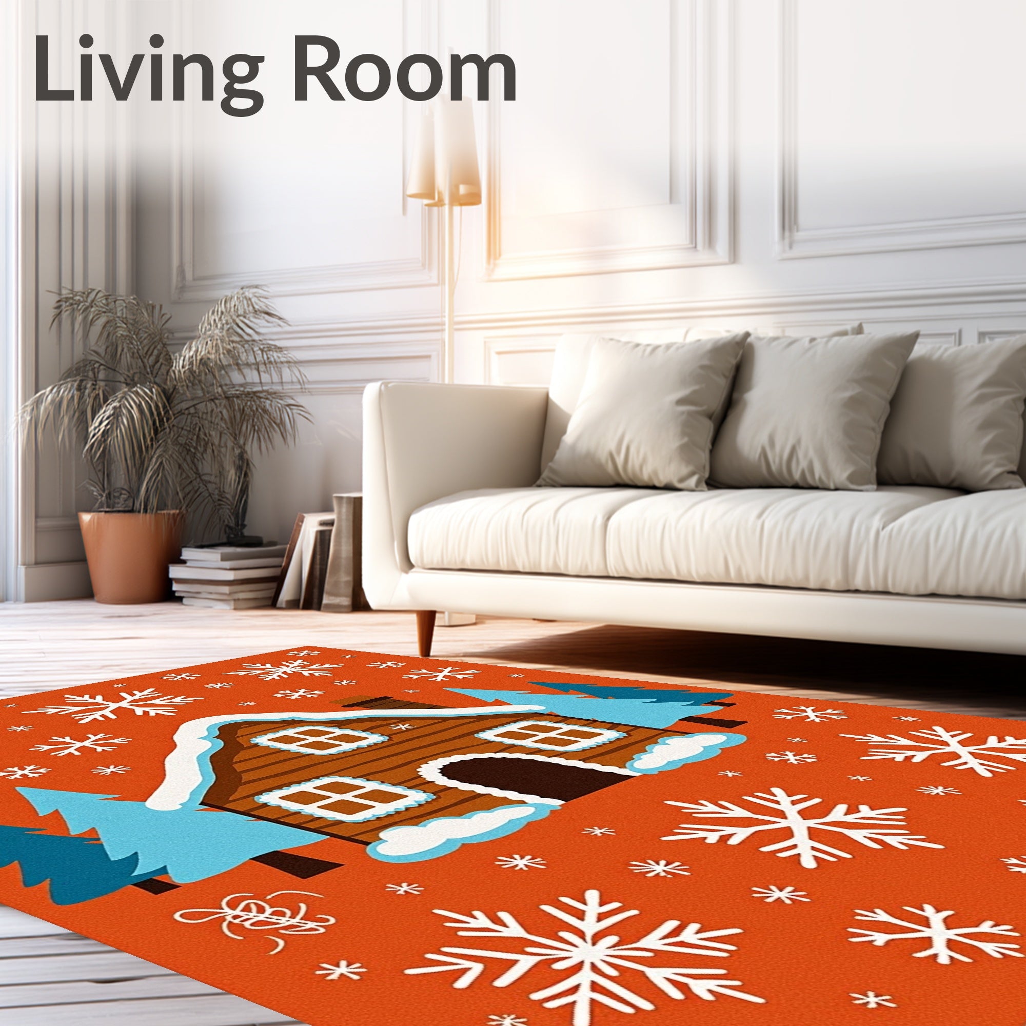 Gingerbread House Snow Flake Scene Rug