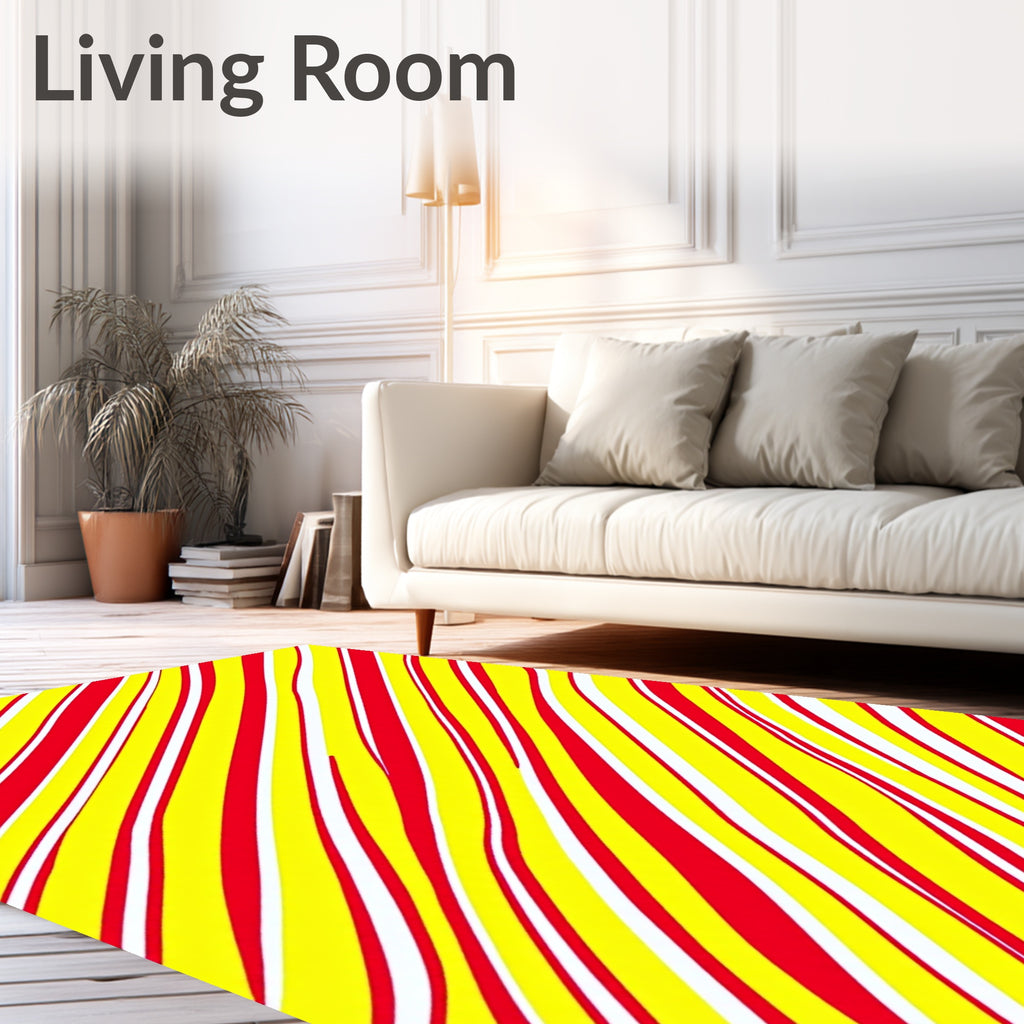 Bold Red Yellow Wavy Stripes Rug