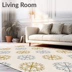 Golden Blue Snowflake Medallion Rug