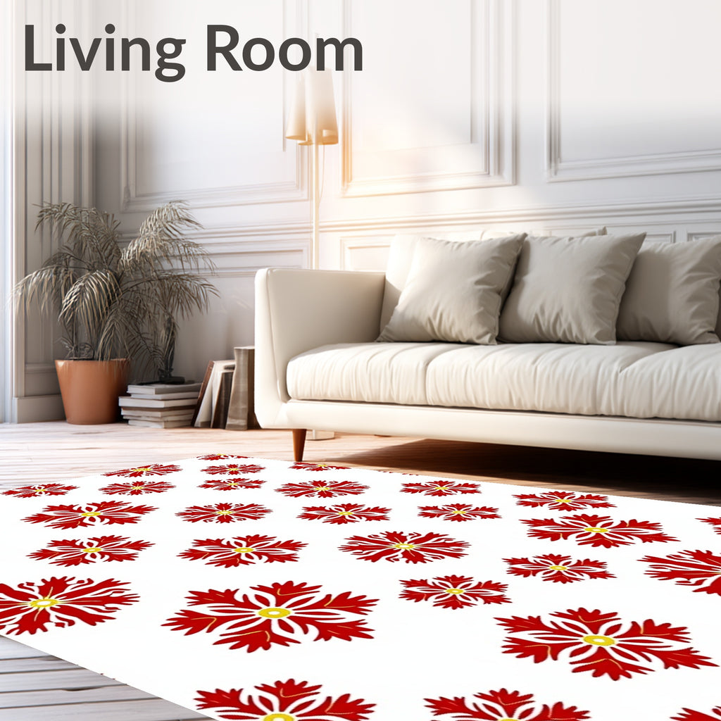 Crimson and Yellow Floral Scatter Rug