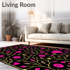 Hot Pink Heart Rose Vine Rug
