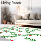 Green Twig Red Berry Scattered Rug