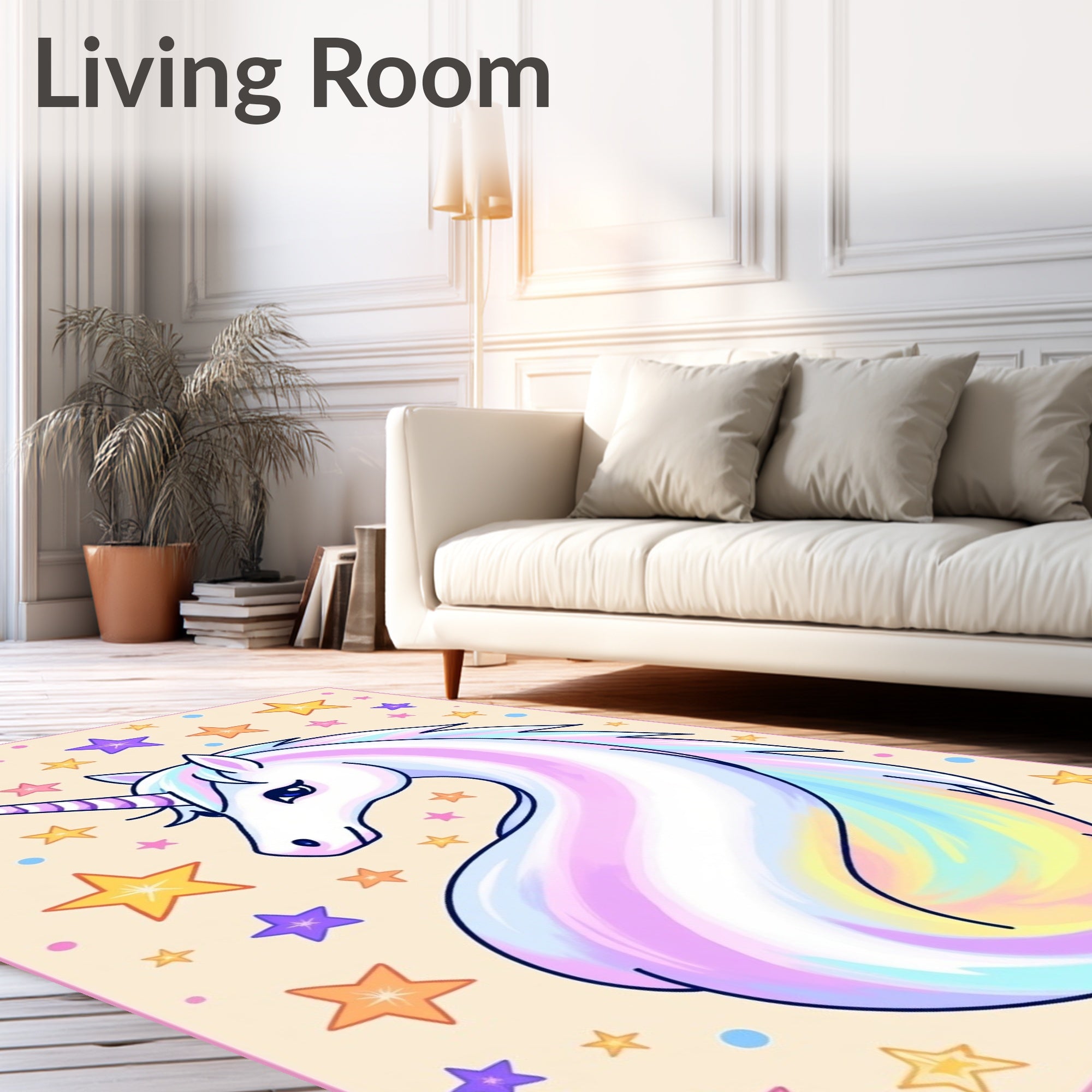 Pastel Unicorn Stars Swirl Rug