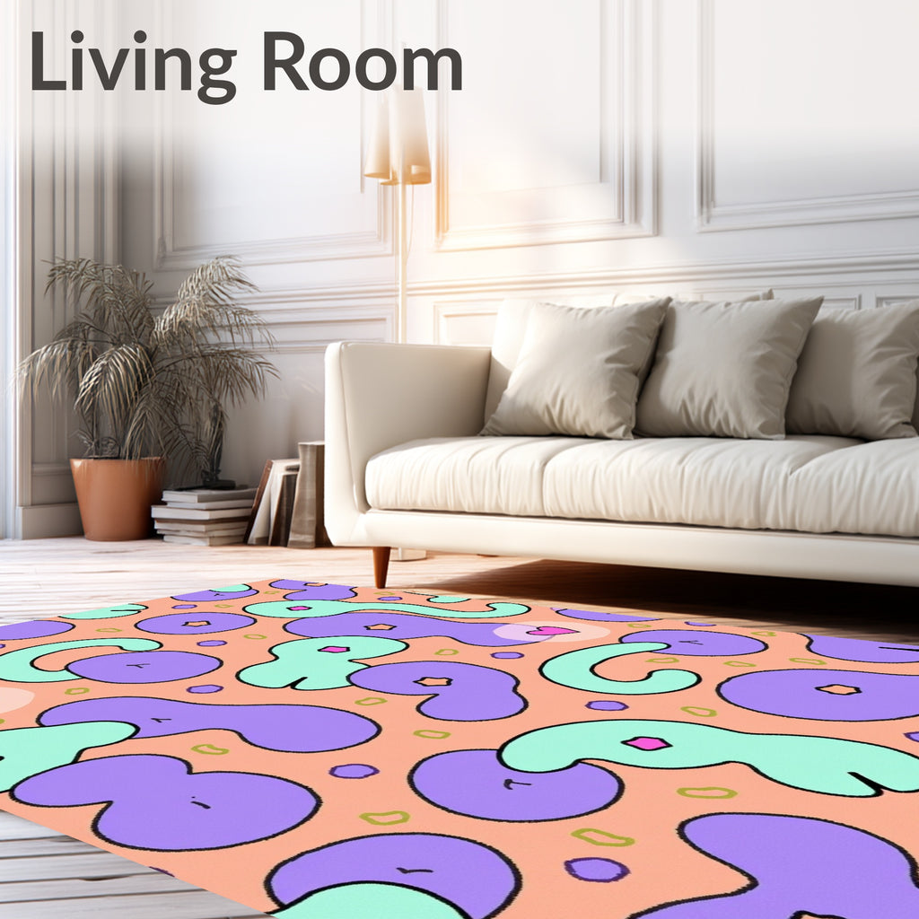 Playful Purple Aqua Organic Shapes Rug