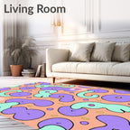 Playful Purple Aqua Organic Shapes Rug