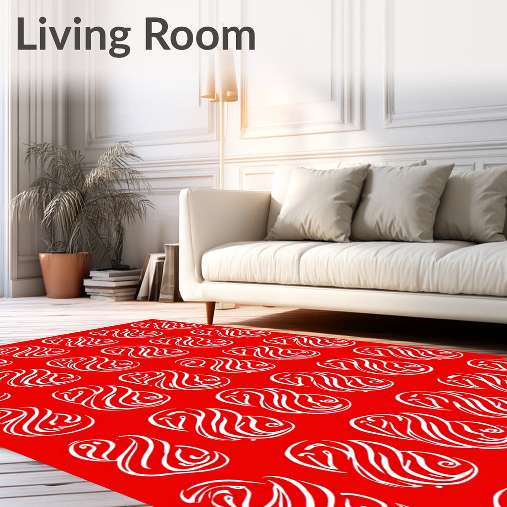 Crimson white swirling flame medallion Rug